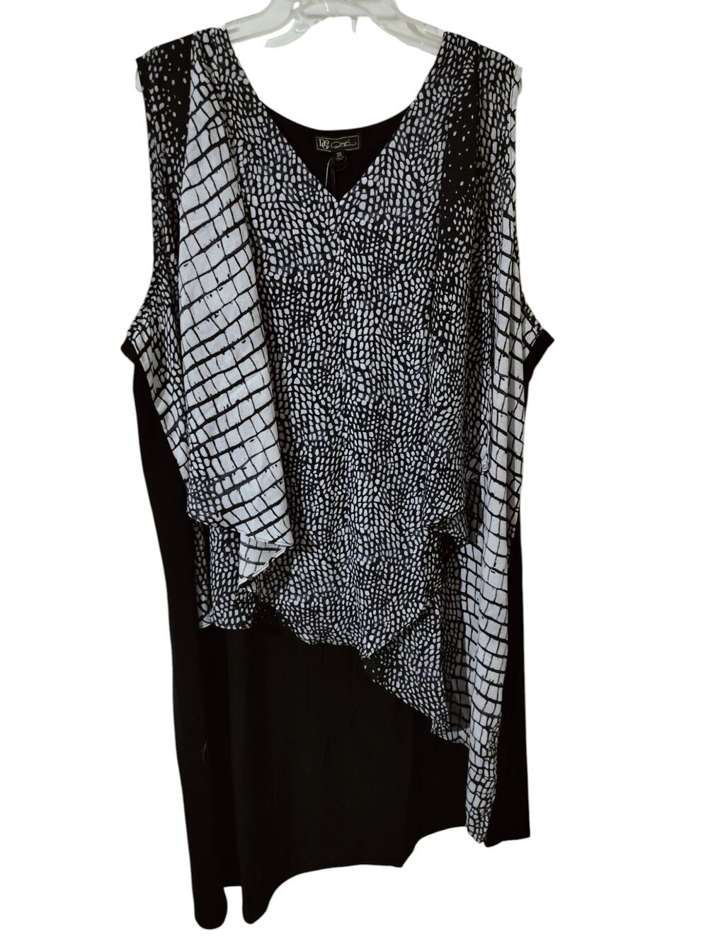 5771)DG2 by Diane Gilman 3X Sleeveles Mix Animal Print Asymmetrical Drape Dress